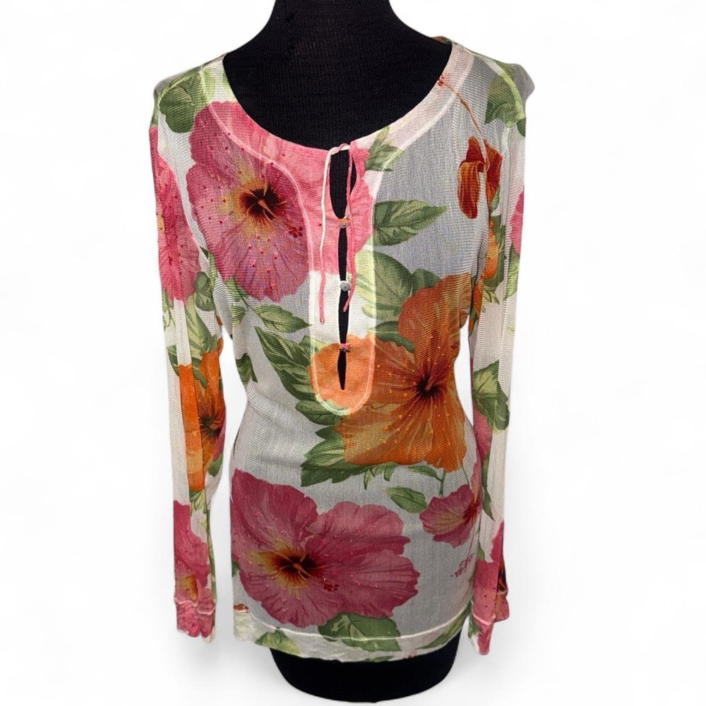 Tommy Bahama Women’s 100% Silk Sheer Mesh Hibiscus Swim Tunic Coverup SZ M-8/10